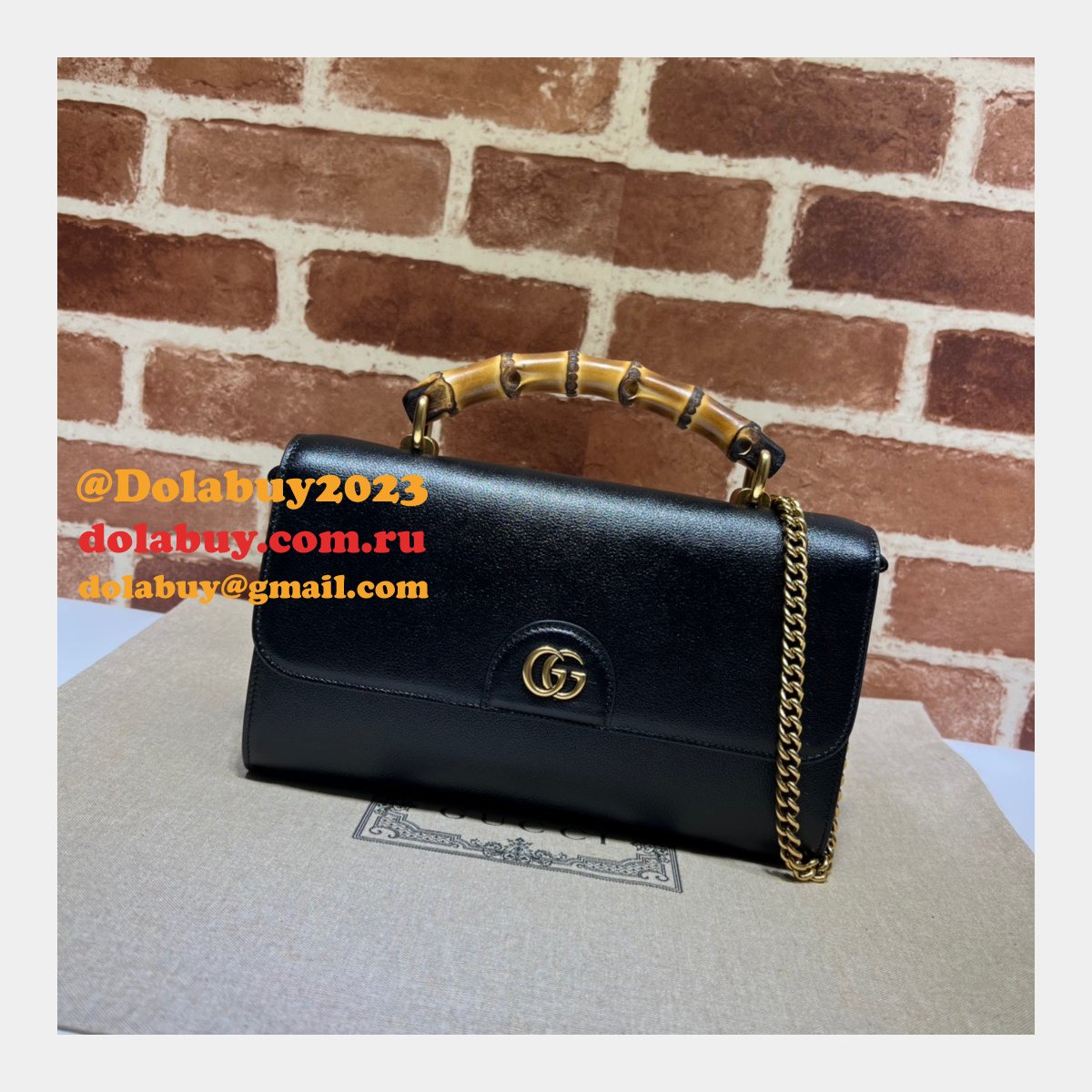 G*u*i replica 675794 diana small shoulder bag in black/brown