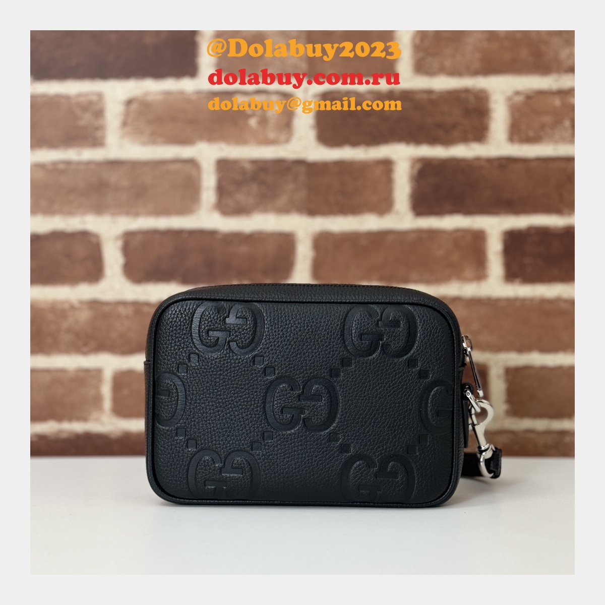 G*u*i replica 1:1 mirror jumbo gg pouch 802148 black handbag