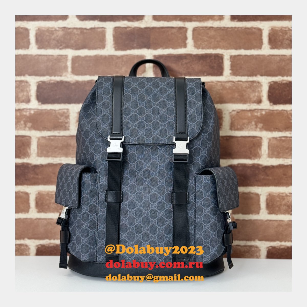 G*u*i men 792080 gg designer replicas backpack in black gg supreme