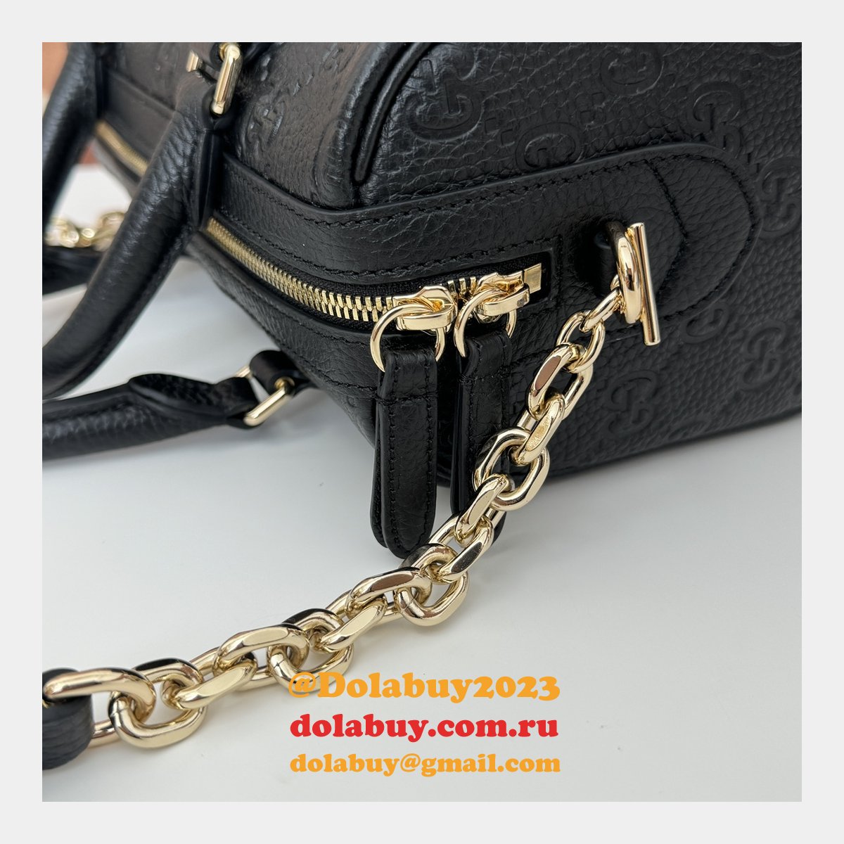 G*u*i luxury gg emblem boston top handle 815255 black knockoff bag