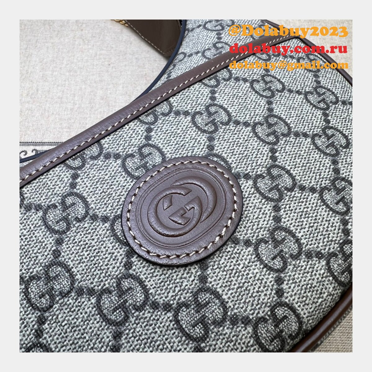 G*u*i replica designer interlocking g half-moon-shaped 726843 bag