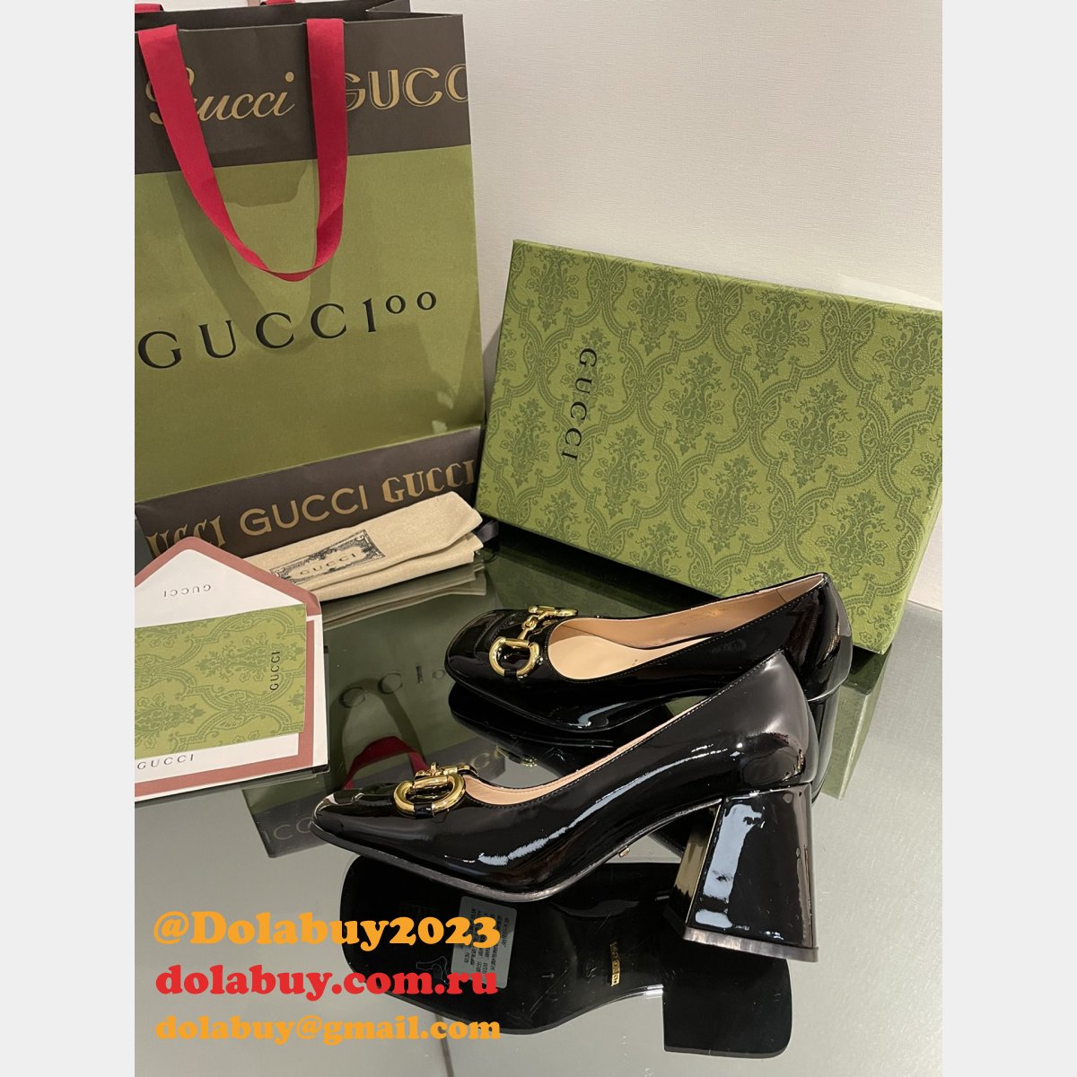 pump patent heels ballet flat horsebit replica G*u*i shoes