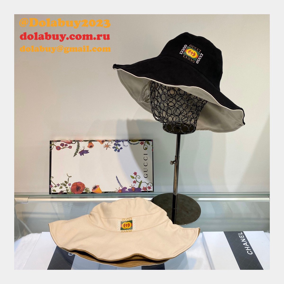 fake G*u*i wearable on both sides hats