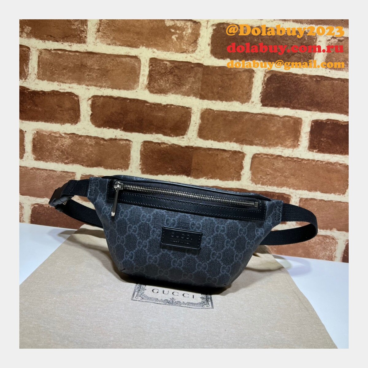 best quality fake G*u*i gg 675181 black belt aaa+ bag