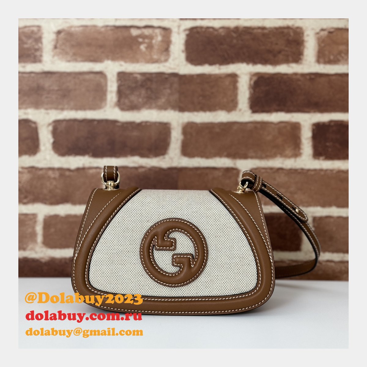 G*u*i blondie knockoff 815700 shoulder natural canvas bag
