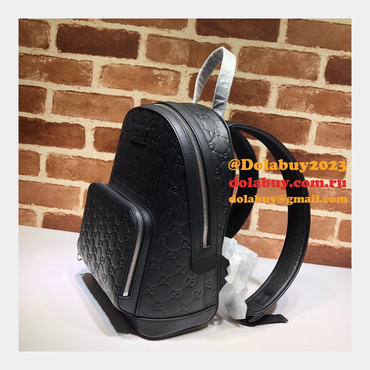 G*u*i signature leather backpack 450967 best replica designer bag