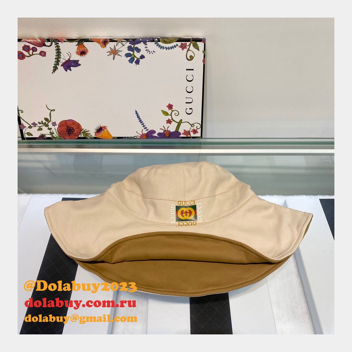 fake G*u*i wearable on both sides hats
