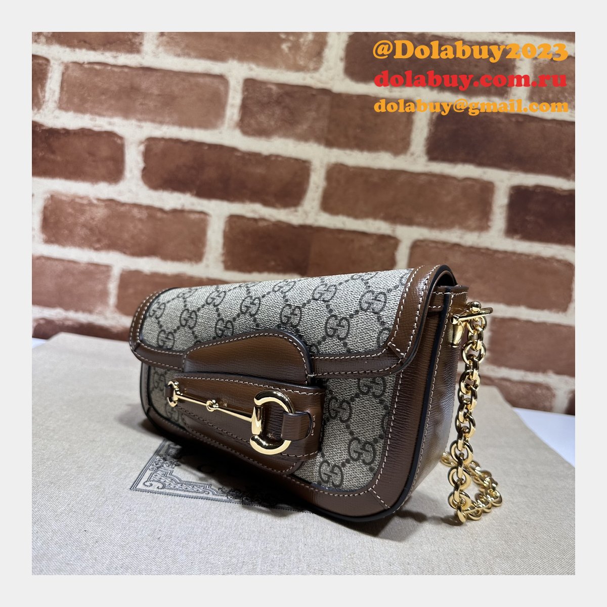 horsebit shoulder G*u*i perfect 1955 774209 fashion brown bag
