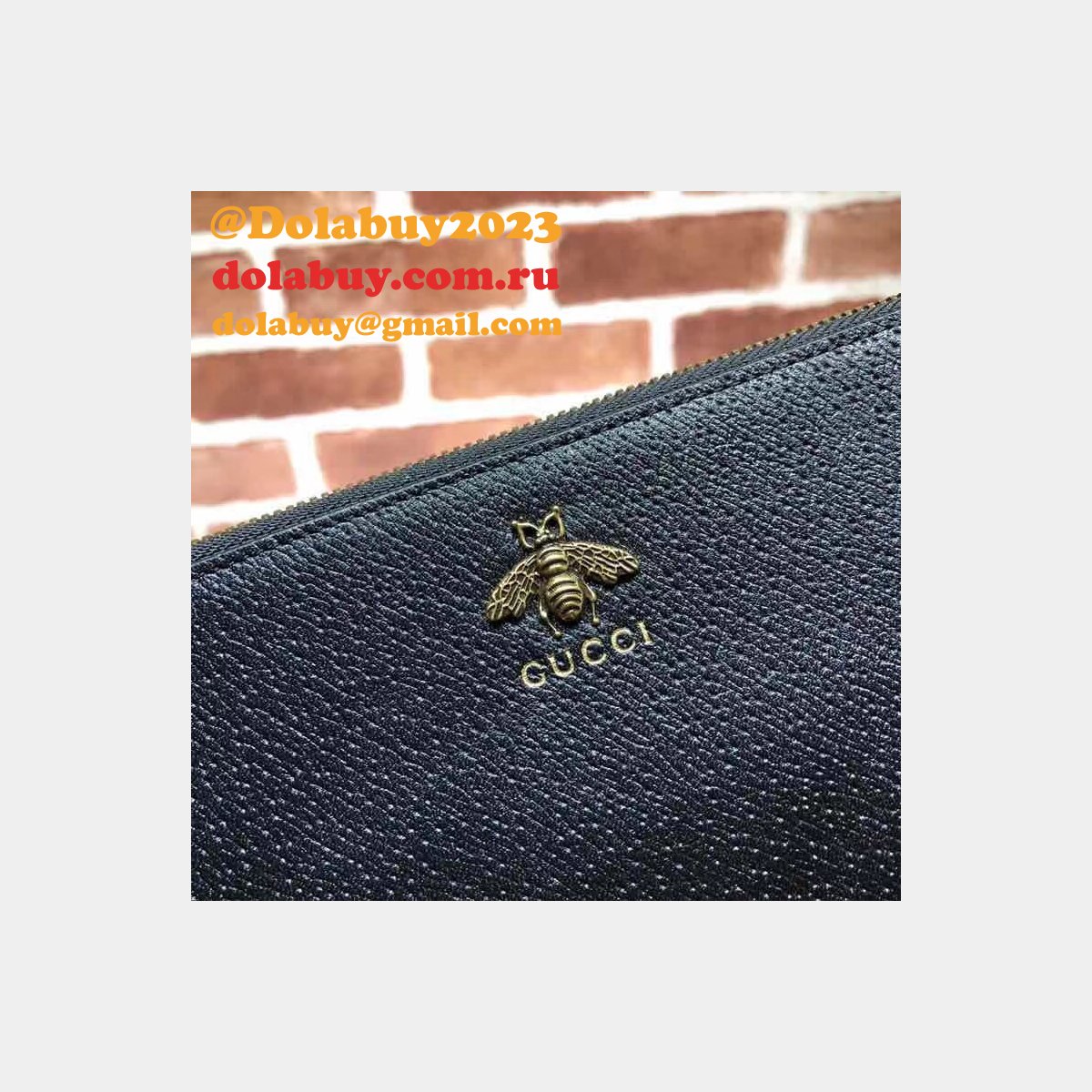 luxury G*u*i 523684 animalier leather pouch  black
