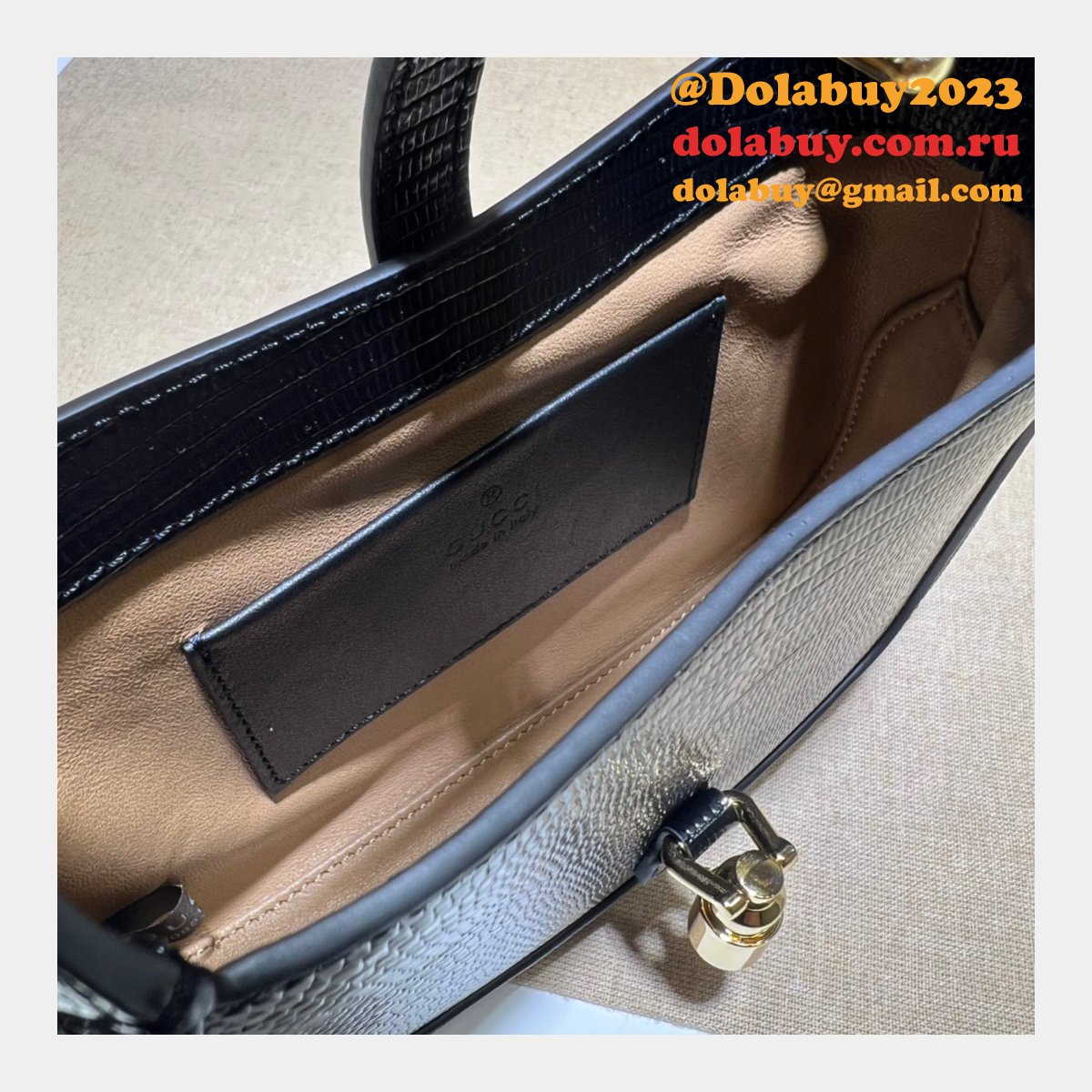 copy G*u*i designer jackie 1961 lizard 675799 black bag