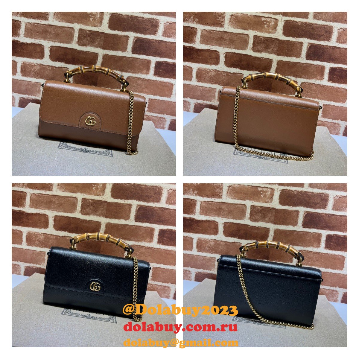 G*u*i replica 675794 diana small shoulder bag in black/brown