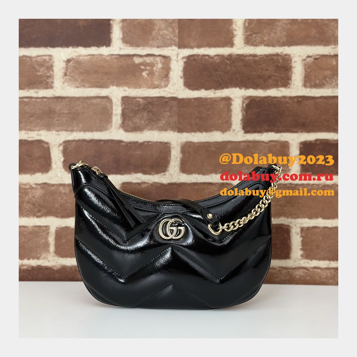 luxury gg marmont G*u*i 777263 knockoff shoulder black bag