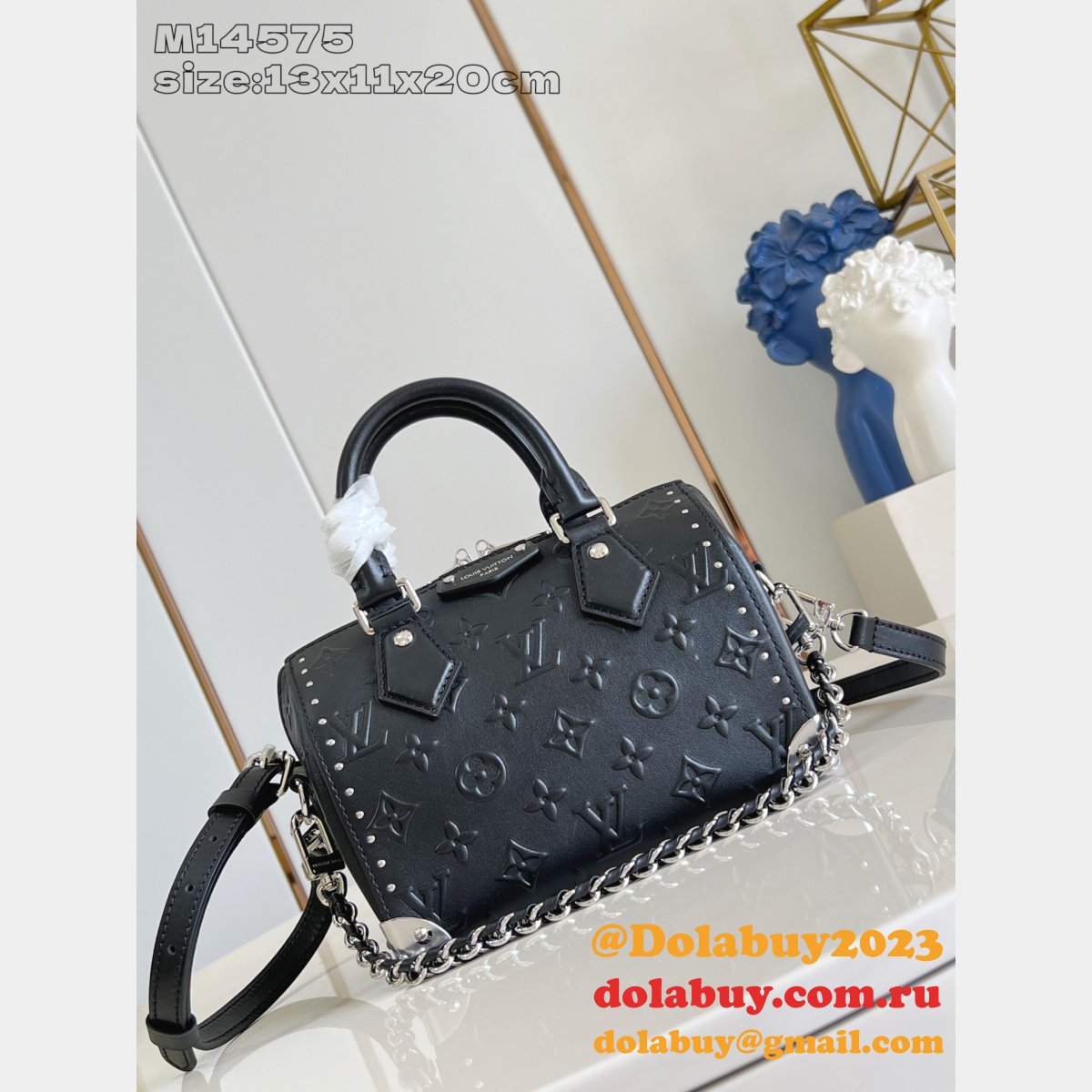 Louis Vuitton Speedy 20 Trunk Bag M14575 Luxury Black Perfect