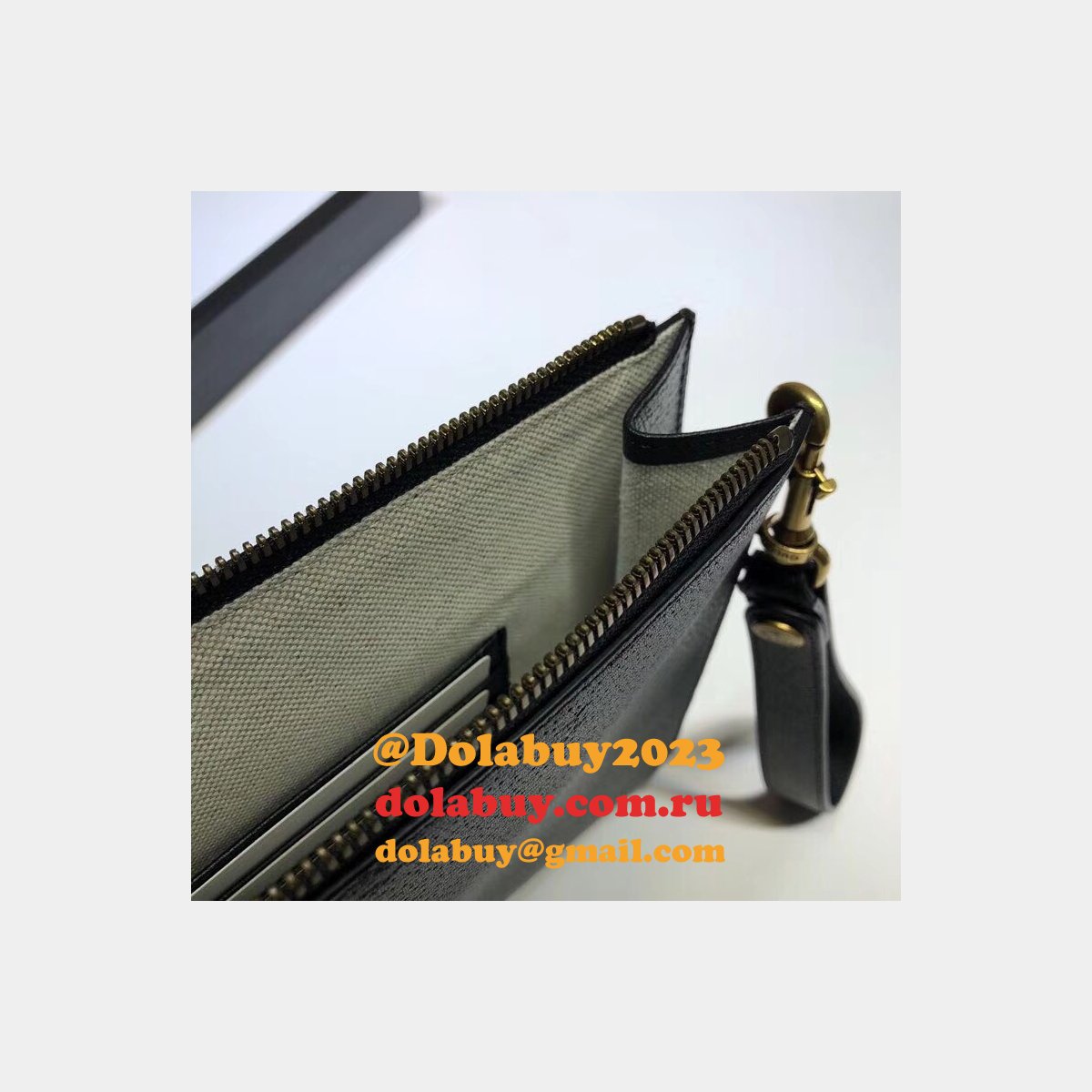 luxury G*u*i 523684 animalier leather pouch  black