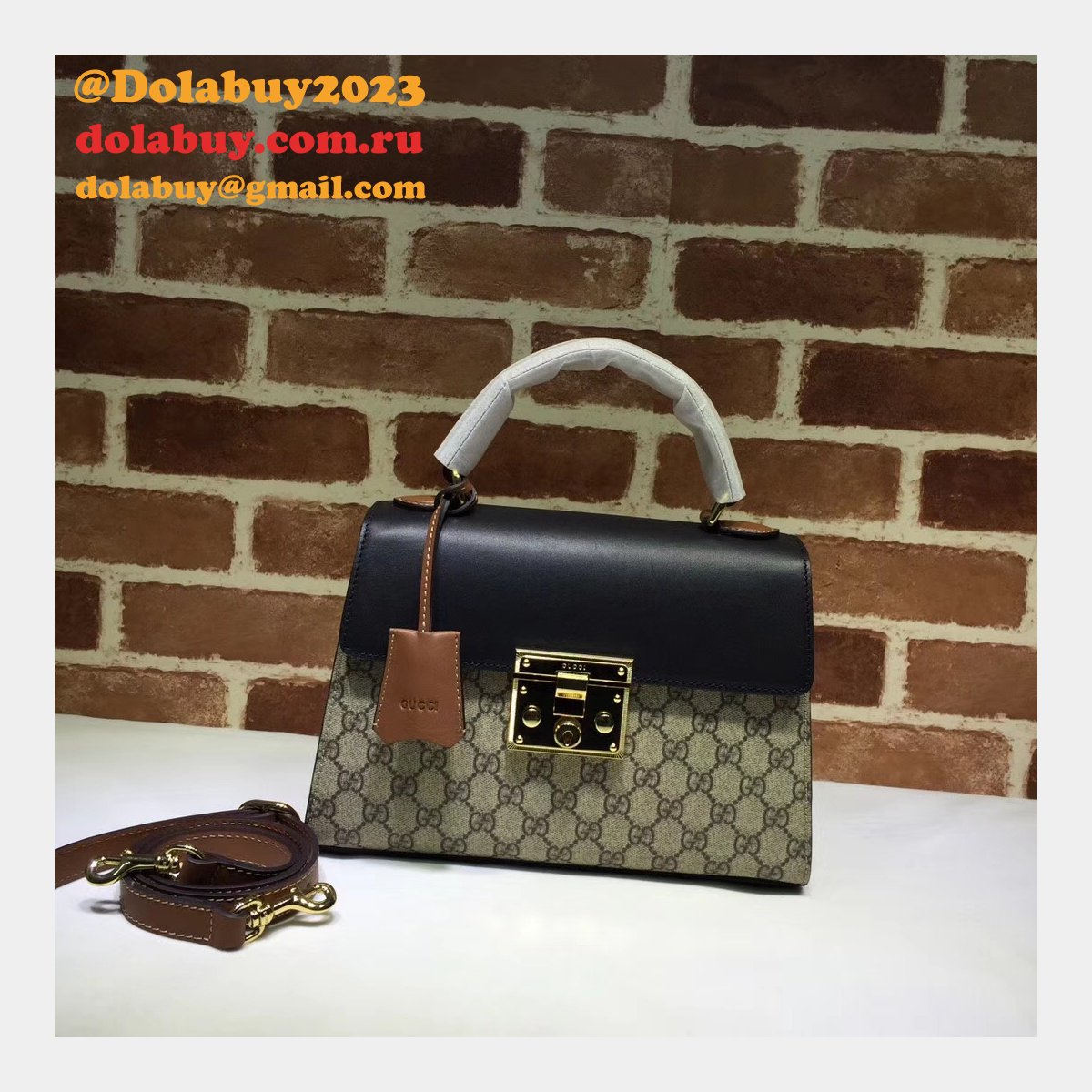 G*u*i replica 453188 gg supreme padlock small top handle bag