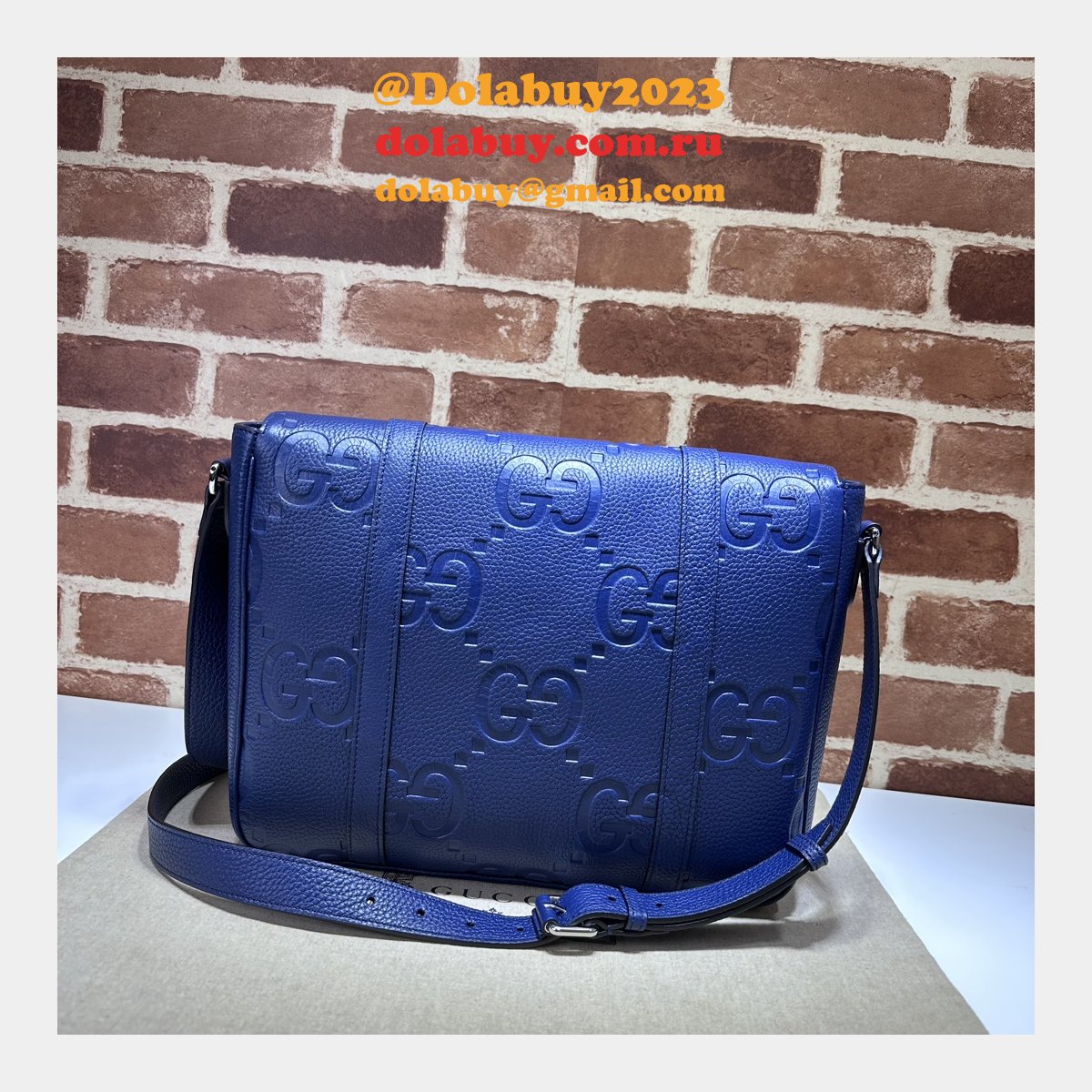 jumbo G*u*i inspired gg 1:1 mirror messenger 760234 blue bag