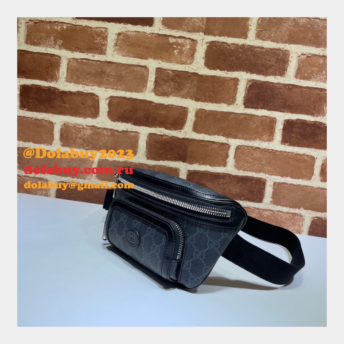 top quality G*u*i belt bag with interlocking g 682933 black gg supreme