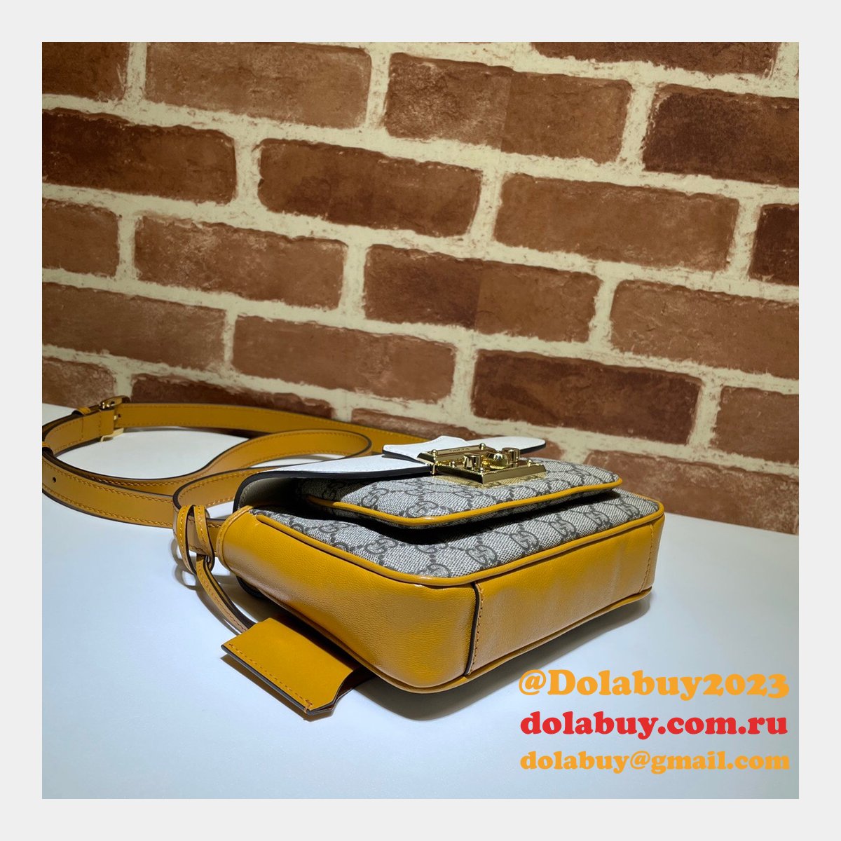 high quality G*u*i replica 658487 padlock mini bag in gg supreme canvas