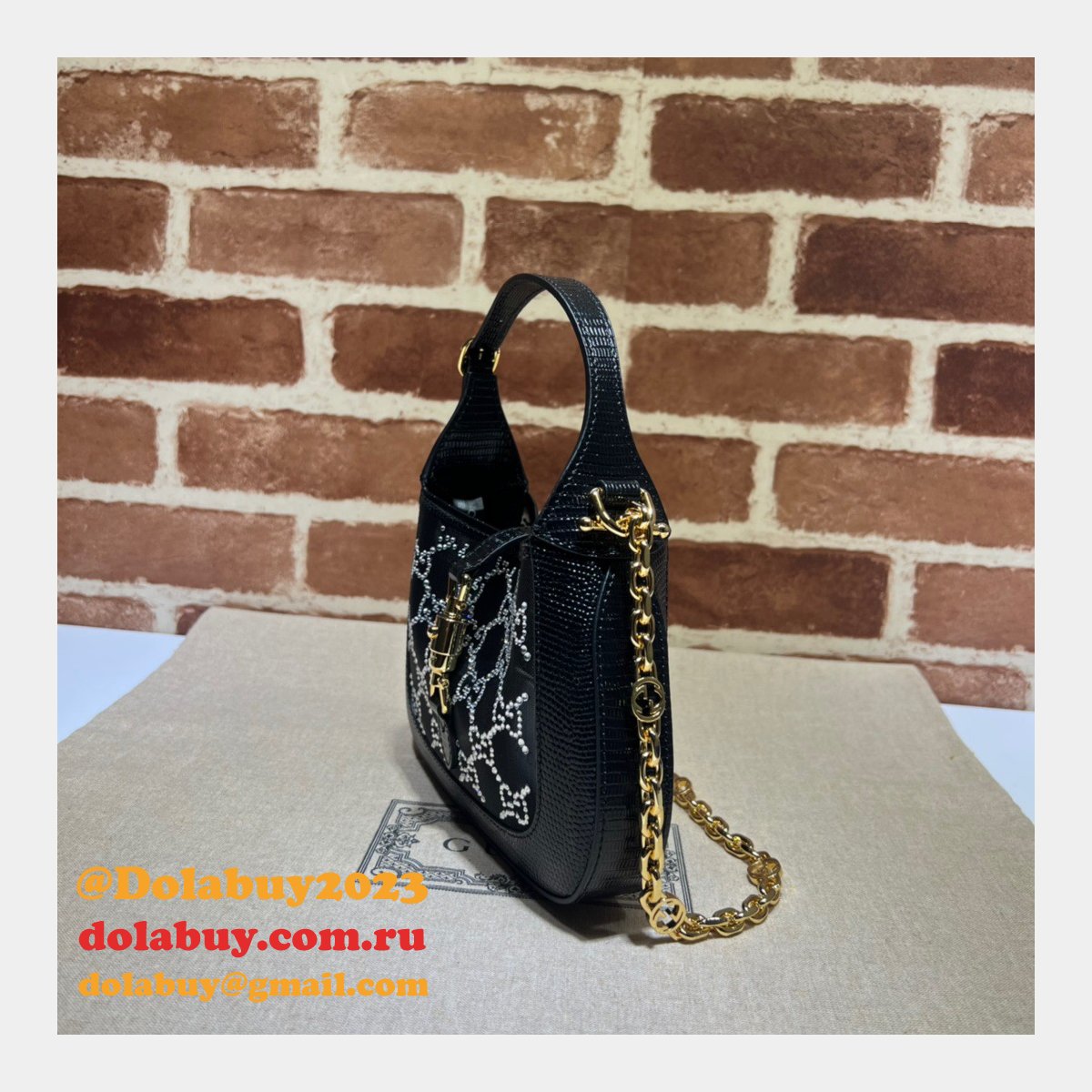 G*u*i luxury designer replica jackie 1961 crystal gg 677027 bag