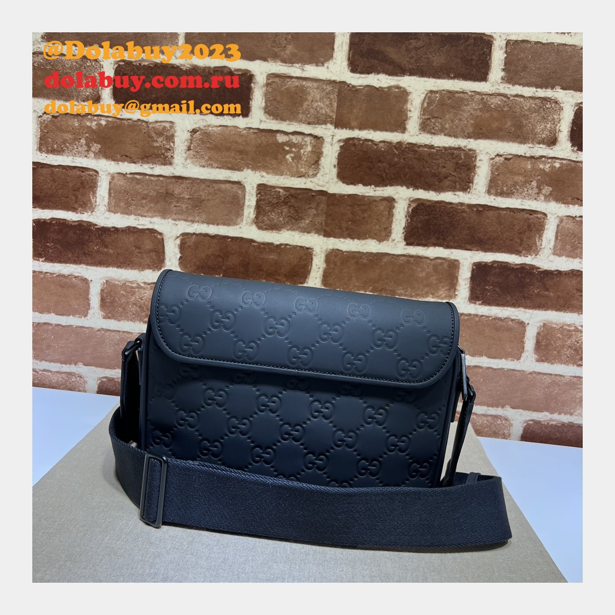 G*u*i fake gg crossbody rubber-effect 775097 black bag