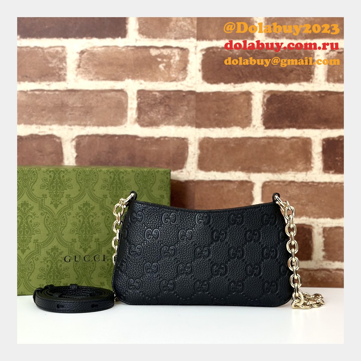 G*u*i replicas 815278 black gg emblem super perfect aaa+ bag