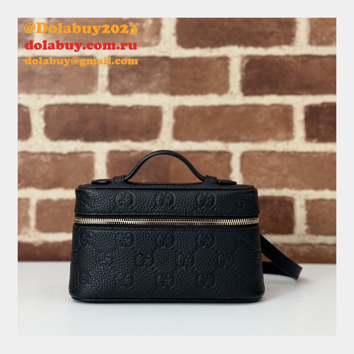 replica G*u*i gg emblem super mini 1:1 mirror 815949 black bag