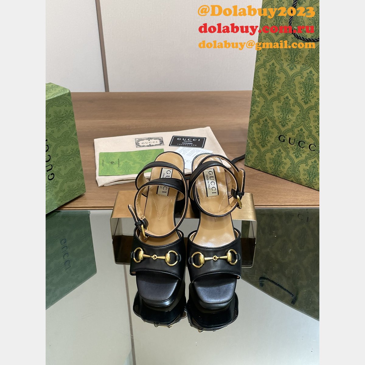 duplicate G*u*i lady horsebit-detailed leather sandals