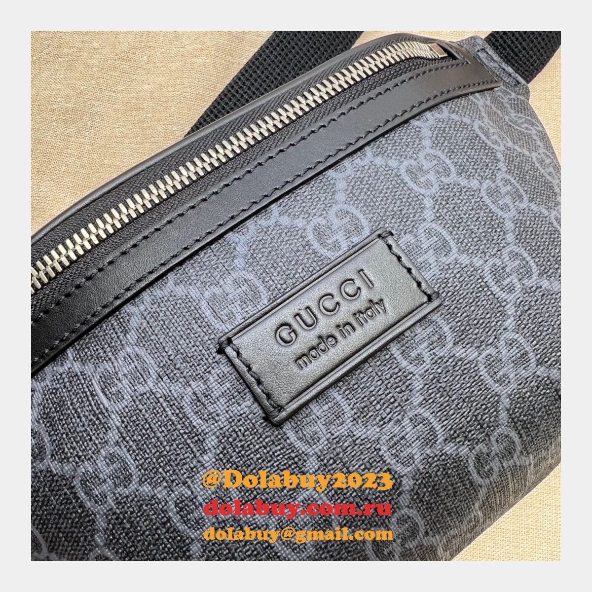 best quality fake G*u*i gg 675181 black belt aaa+ bag
