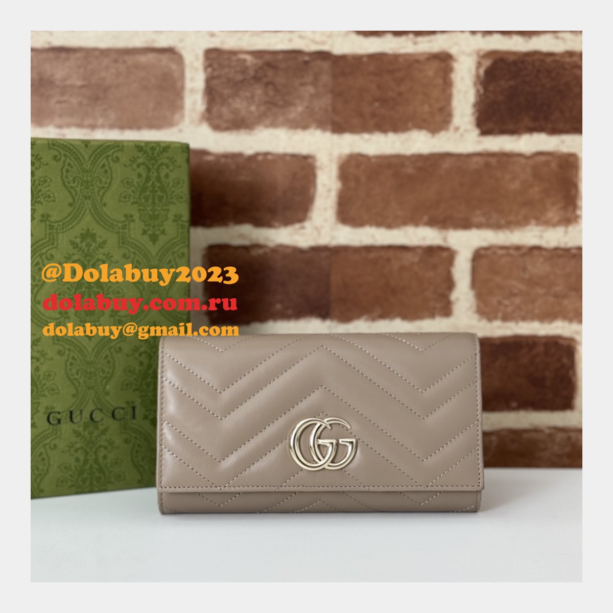 G*u*i replica soft leather gg marmont continental wallet 443436 bag