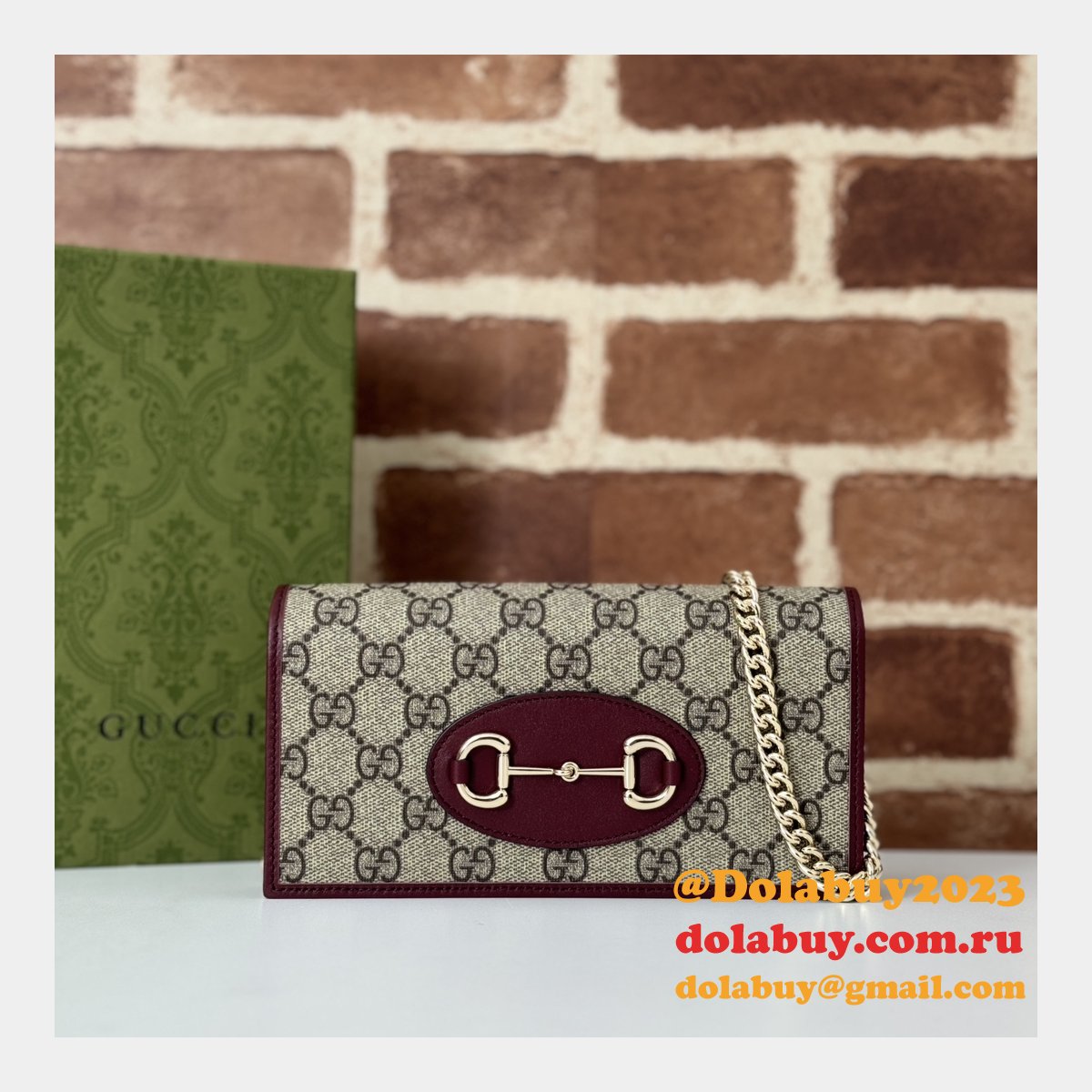 G*u*i 1:1 mirror best horsebit 1955 wallet chain 621892 bag