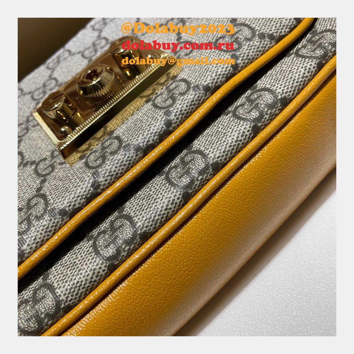high quality G*u*i replica 658487 padlock mini bag in gg supreme canvas