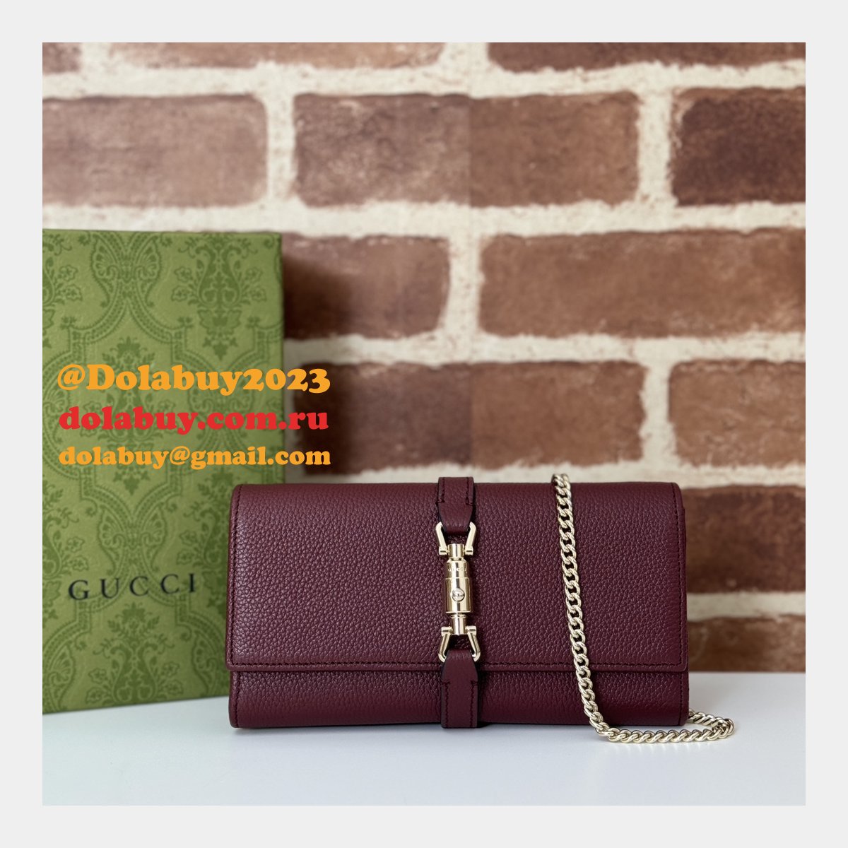 replica 652681 jackie 1961 chain wallet G*u*i aaa+ bag