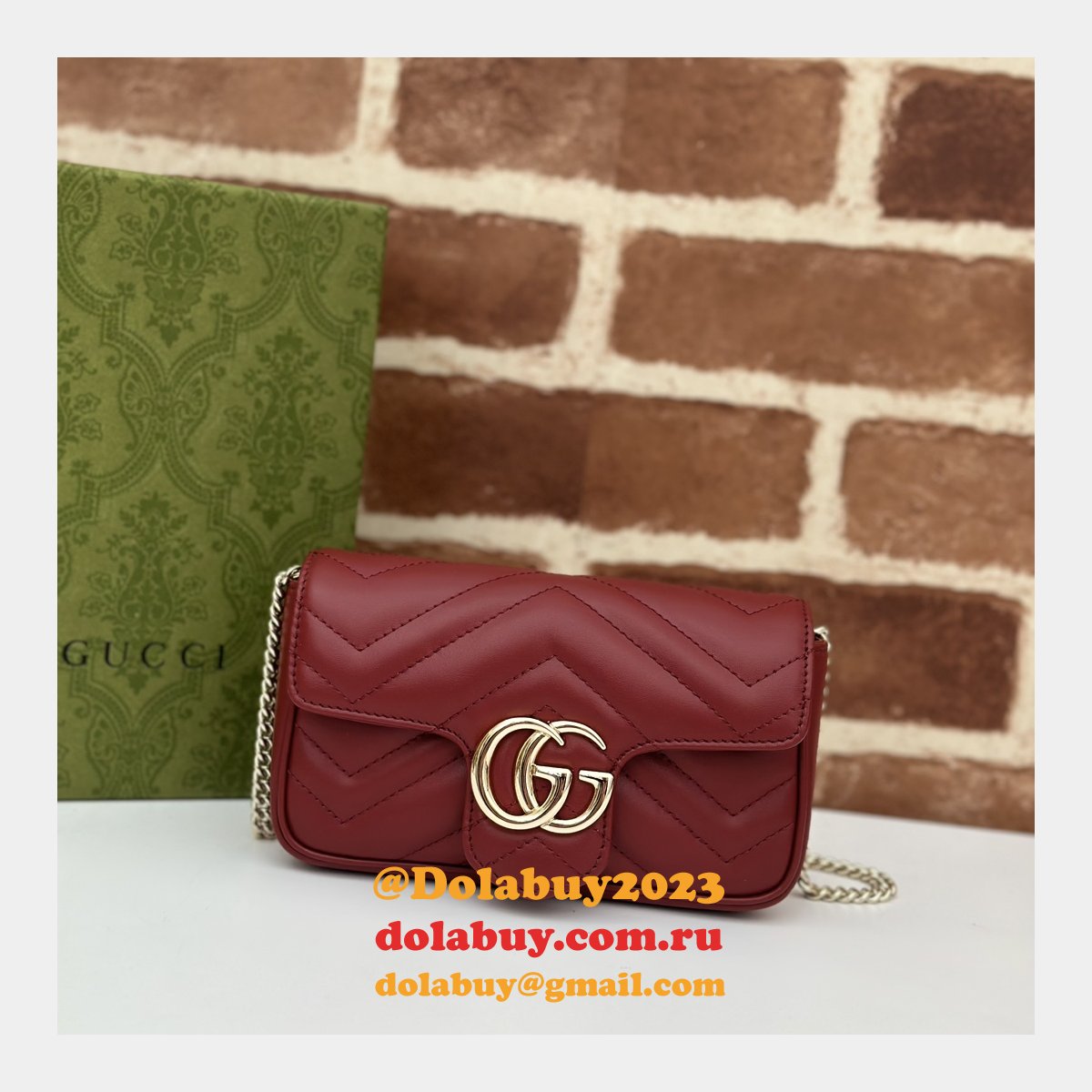 G*u*i replica rosso ancora gg marmont red matelassé chevron 476433/446744/443497 bag