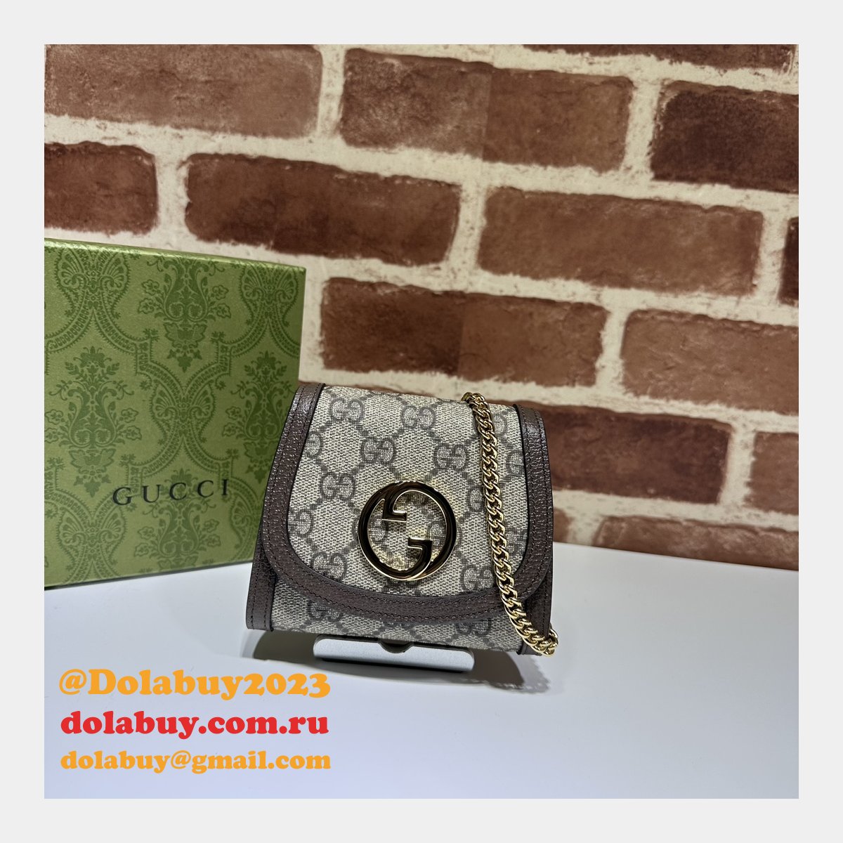 designer G*u*i replica 725219 blondie chain wallet uk bag