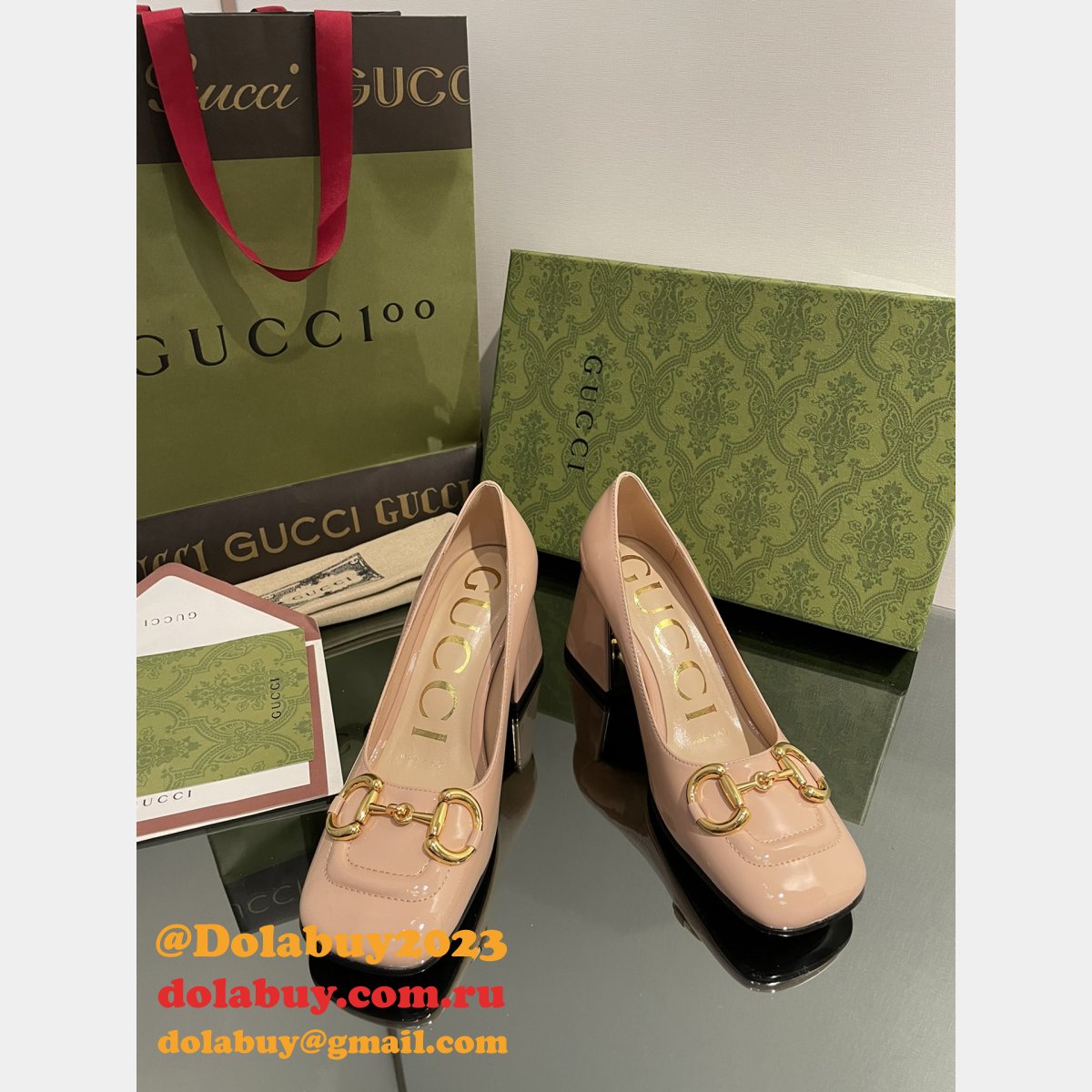 pump patent heels ballet flat horsebit replica G*u*i shoes