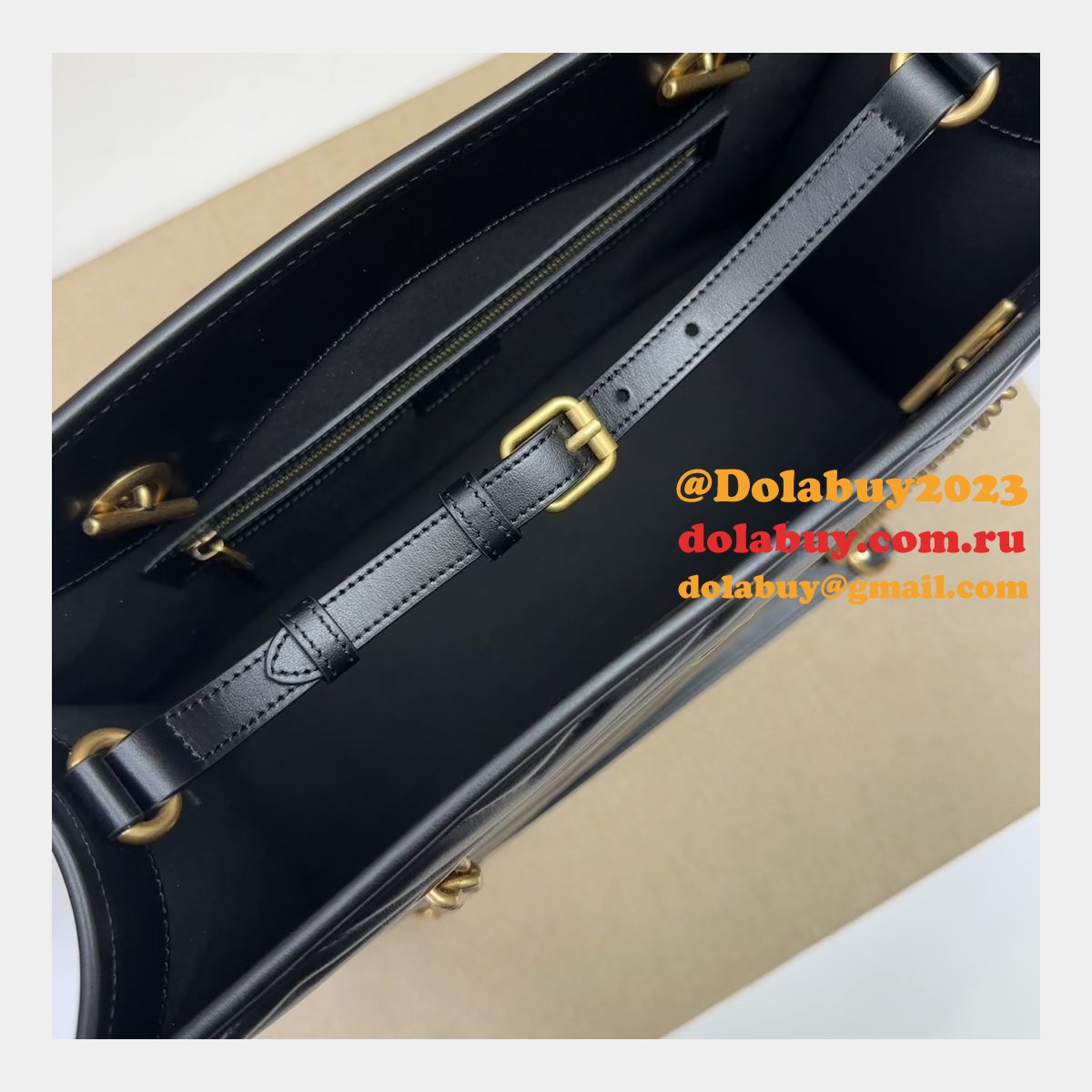 tote gg marmont white/black 779724 G*u*i replica bag