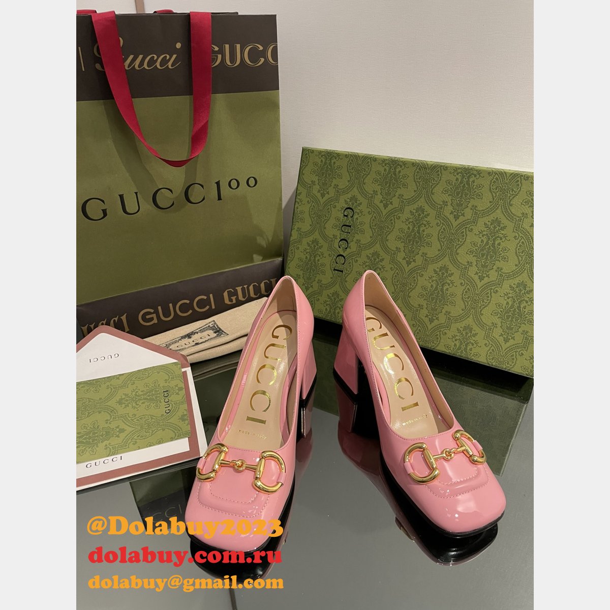 pump patent heels ballet flat horsebit replica G*u*i shoes