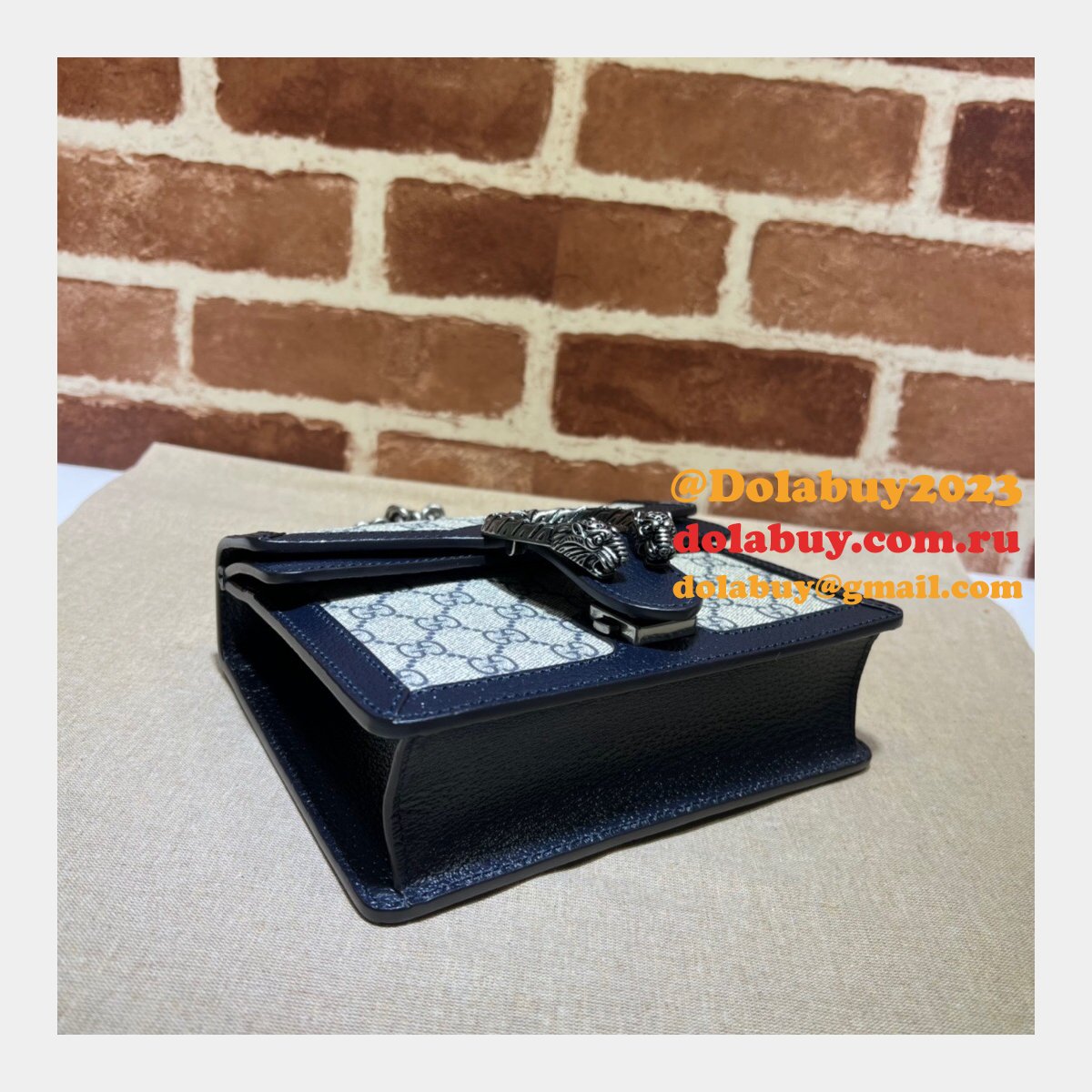 G*u*i fake 421970 gg supreme dionysus mini bag with dark blue leather for sale