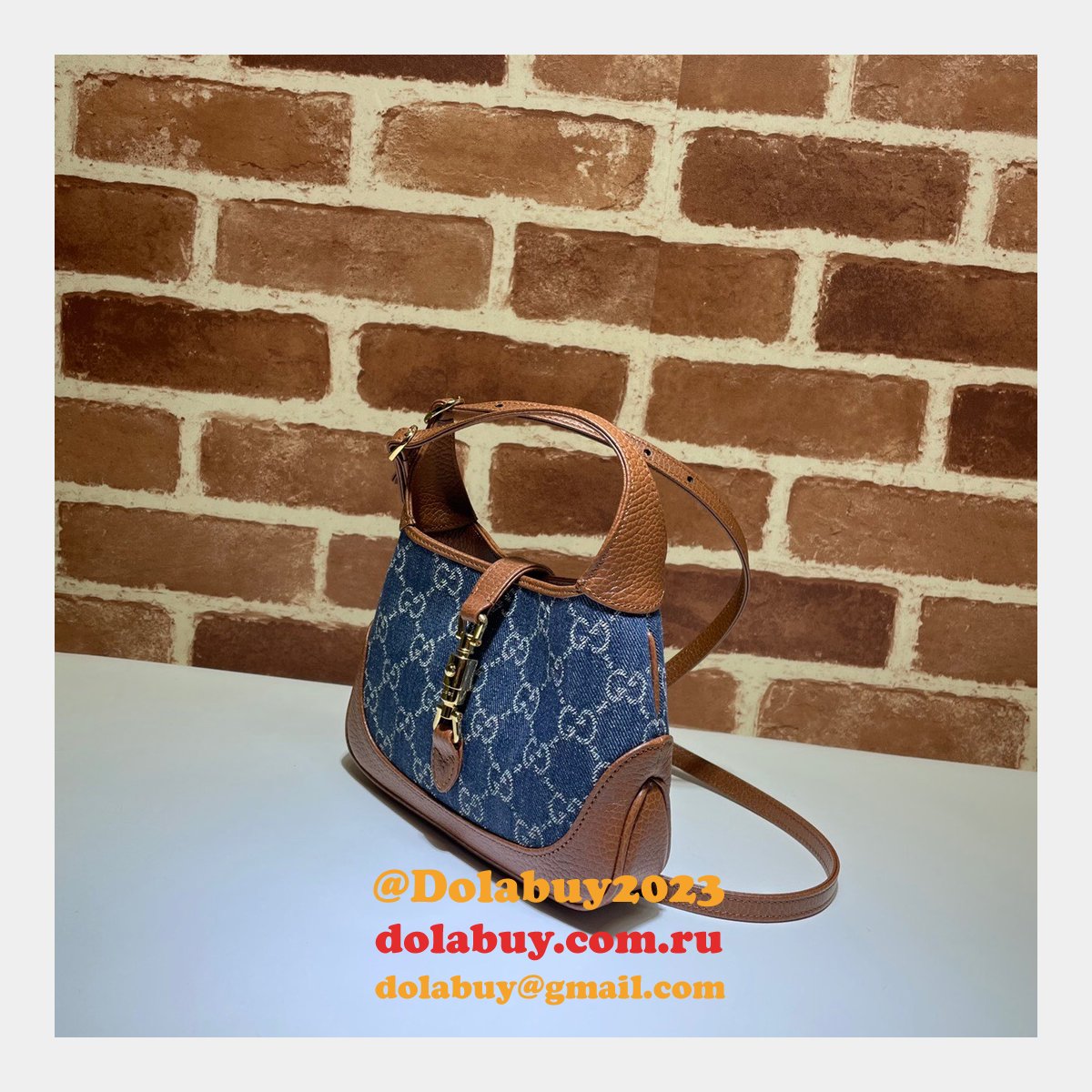 beige/ebony fake G*u*i jackie 1961 mini shoulder 637092 bag