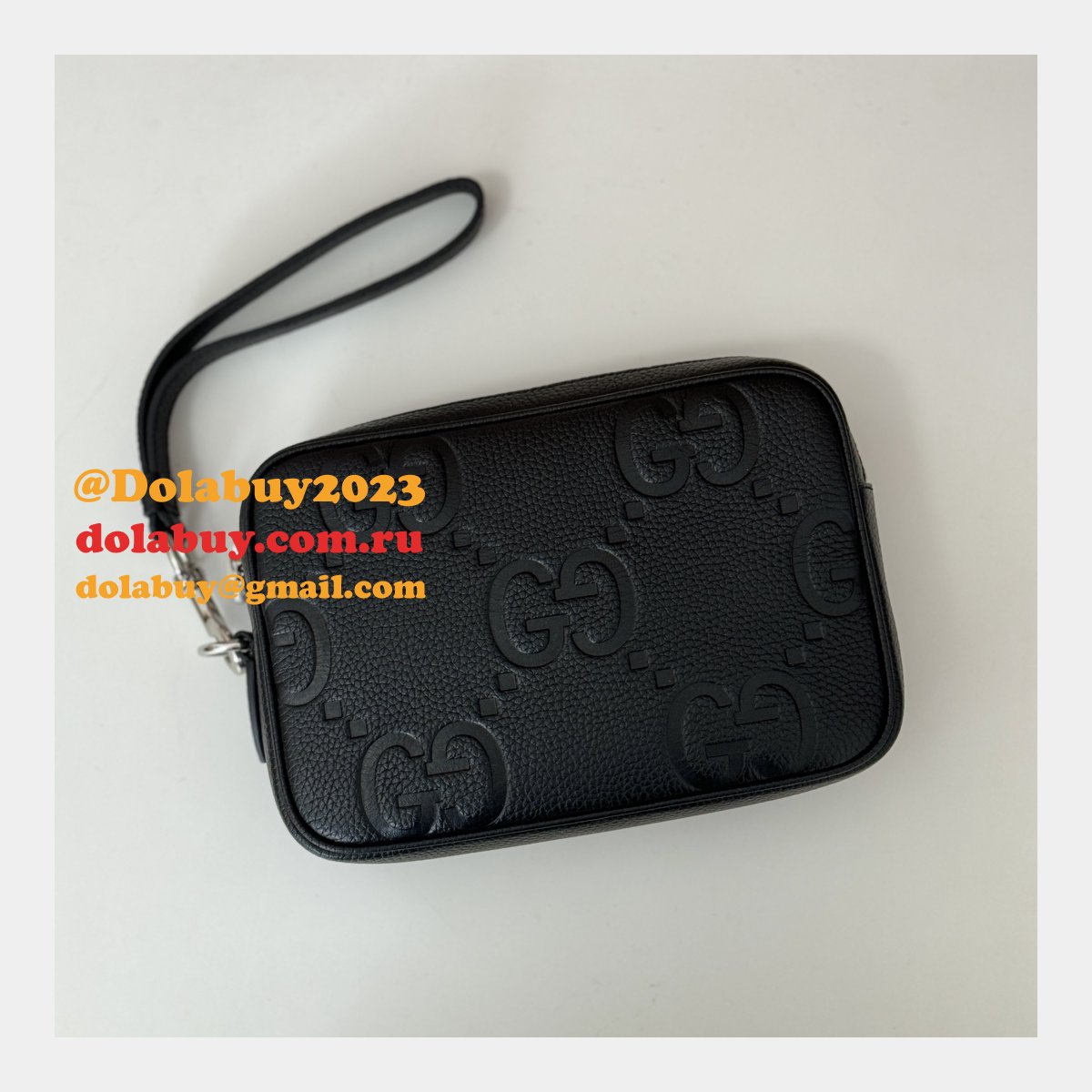G*u*i replica 1:1 mirror jumbo gg pouch 802148 black handbag