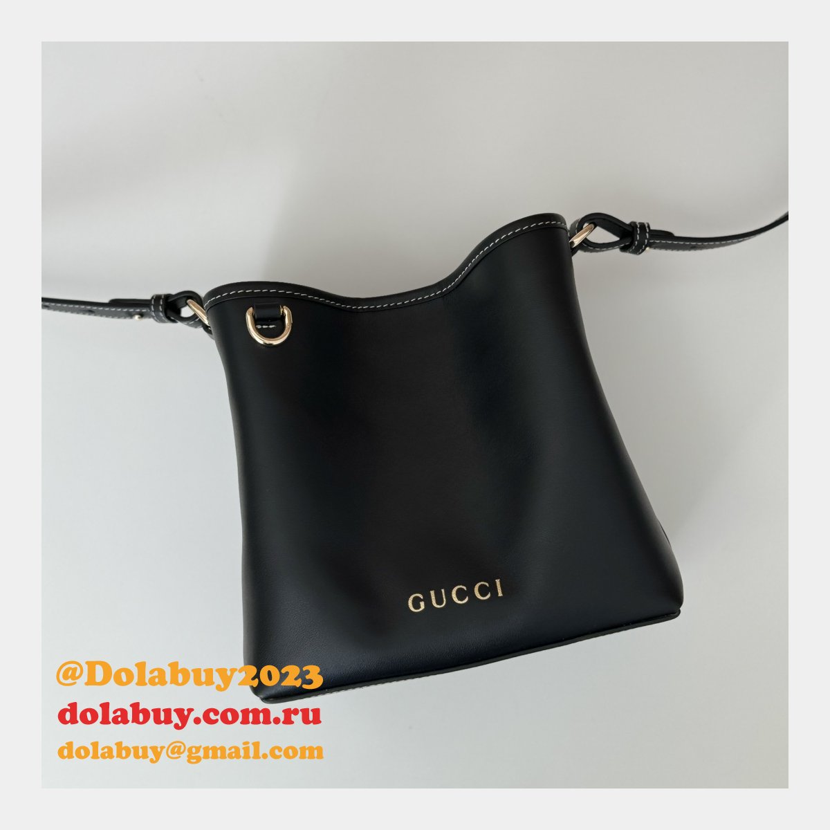 designer 815118 fake gg emblem G*u*i 1:1 mirror bucket black bag