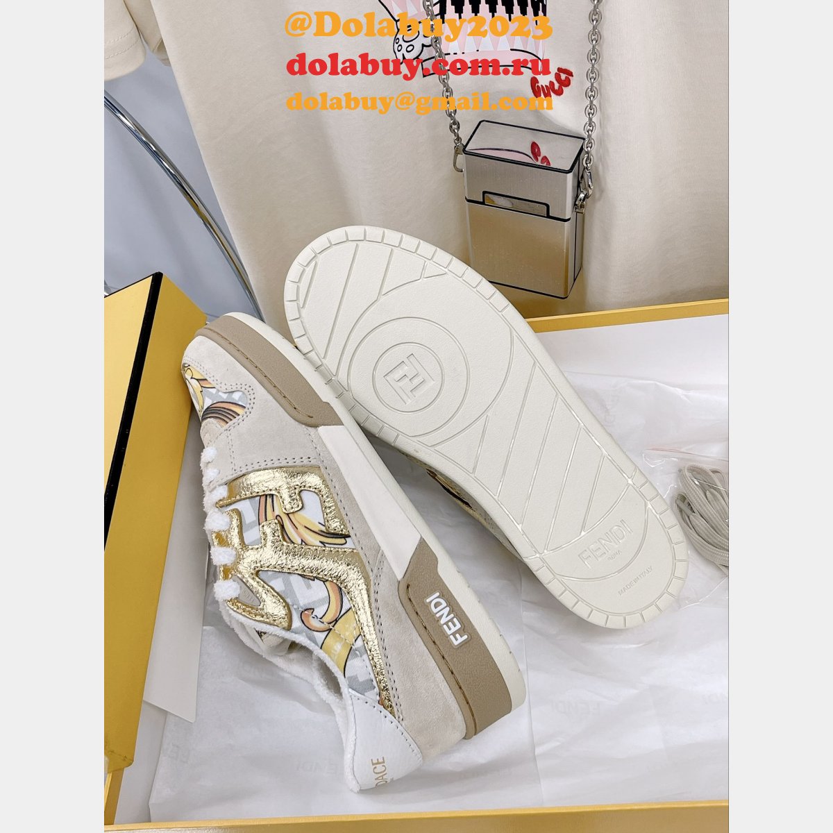 hottest replica F**di x versace match tup f logo shoes